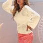 Apricot Sheer Openwork Knit Sweater