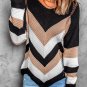 Black Chevron Colorblock Knit Sweater