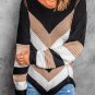 Black Chevron Colorblock Knit Sweater