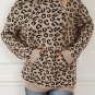 Khaki Leopard Knitted Drawstring Hooded Sweater
