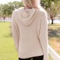 Apricot Waffle Knit Buttons Hooded Sweater with Pocket