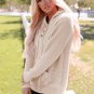 Apricot Waffle Knit Buttons Hooded Sweater with Pocket