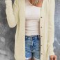 Beige Solid Color Open-Front Buttons Cardigan