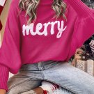 Rose Merry Letter Embroidered High Neck Sweater