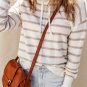 Cowl Neck Striped Print Drop Shoulder Sweater