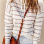 Cowl Neck Striped Print Drop Shoulder Sweater