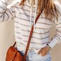 Cowl Neck Striped Print Drop Shoulder Sweater