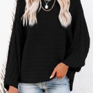 Black Exposed Seam Ribbed Knit Dolman Top