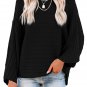 Black Exposed Seam Ribbed Knit Dolman Top