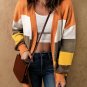 Open Front Pocketed Colorblock Cardigan