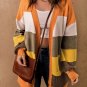 Open Front Pocketed Colorblock Cardigan