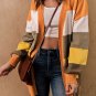 Open Front Pocketed Colorblock Cardigan