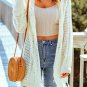 Beige Tasseled Hollow out Cable Knit Cardigan