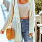 Beige Tasseled Hollow out Cable Knit Cardigan