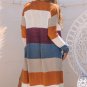 Multicolor Colorblock Open Front Long Knit Cardigan