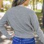 Gray Black/Pink/Gray/Khaki/Apricot Wrap V Neck Waffle Sweater