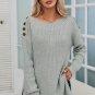 Gray Buttoned Drop Shoulder Oversized Sweater
