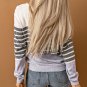 Gray Striped Colorblock Sweater