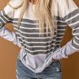 Gray Striped Colorblock Sweater