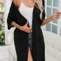 Black Dolman Half Sleeve Pocketed Long Cardigan