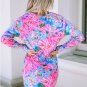 Pink Flower Print Long Sleeve Button Up Cardigan