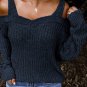 Dark Blue Dew Shoulder Juliette Knitted Sweater
