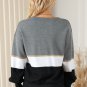 Gray Colorblock V Neck Sweater