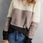 Black Color Block Netted Texture Pullover Sweater