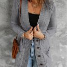 Dark Gray Front Pocket and Buttons Closure Cardigan