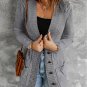 Dark Gray Front Pocket and Buttons Closure Cardigan