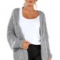 Gray Chunky Wide Long Sleeve Knit Cardigan