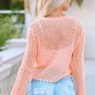 Pink Hollowed Eyelets Knit Bell Sleeve Sweater