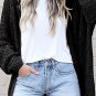 Black Casual Hollowed Knit Dolman Sleeve Cardigan