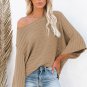 Brown Exposed Seam Ribbed Knit Dolman Top