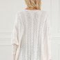 Beige Ribbed Hollow Knit Dolman Sleeve Sweater