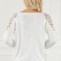 White Solid Scoop Neck Hollow Out Sweater