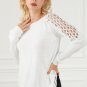 White Solid Scoop Neck Hollow Out Sweater