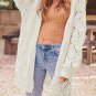 White Rhombus Hollowed Knit Open Front Cardigan
