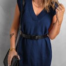 Dark Blue Knit Vest Pullover Sweater
