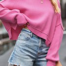 Ribbed Trim Drop Shoulder Baggy Sweater
