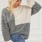 Black Neutral Colorblock Tie Back Sweater