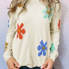 White Sweet Floral Pullover Sweater