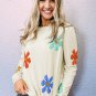 White Sweet Floral Pullover Sweater