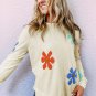White Sweet Floral Pullover Sweater