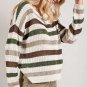 Stripe Crochet Hollow out Knit Sweater