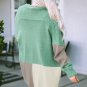 Green Colorblock Draped Open Front Chunky Cardigan