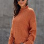 Orange Oversized Chunky Batwing Long Sleeve Turtleneck Sweater