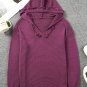 V Neck Ribbed Drop Shoulder Hooded Sweater