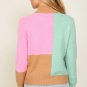 Multicolour Colorblock Mock Neck Ribbed Trim Sweater