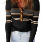Black Rib Knitted Stripe Detail Henley Sweater